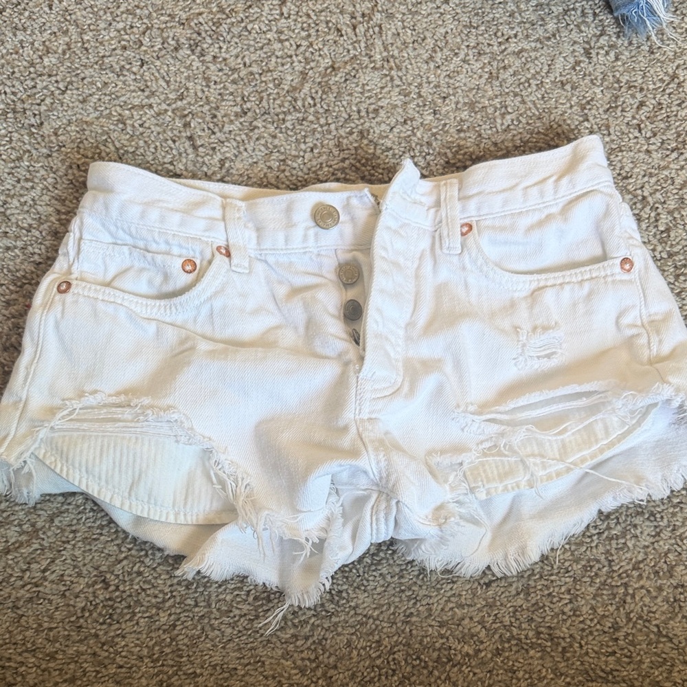 We The Free White Distressed Jean Shorts